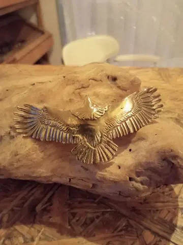 놋쇠, 골드 컬러, 빅 이글, 펜던트 탑, 화이트 하트, 비즈 목걸이용