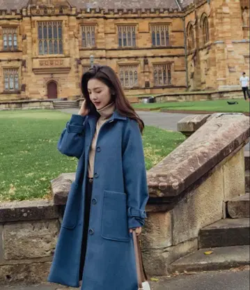 사이드 슬릿 롱 코트 파랑 L 사이즈