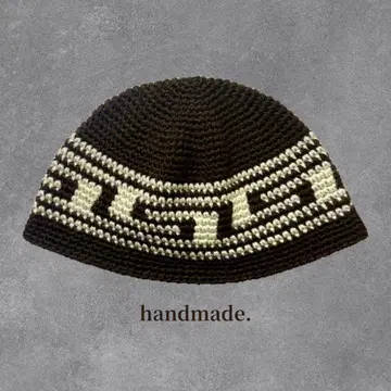 크러셔 모자 브라운 x 아이보리 버킷햇 비니 남녀 공용 니트 모자