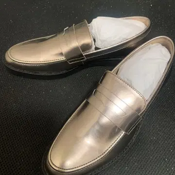 custom culture 실버 합성 피혁 로퍼