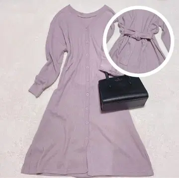 차오패닉 티피 와플 롱 원피스 백리본 플레어 A라인