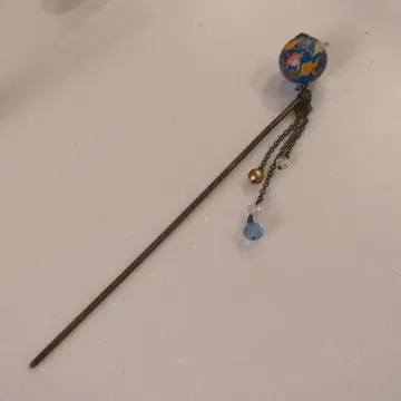 일본 의류 머리 장식 파란색 무늬 헤어콤