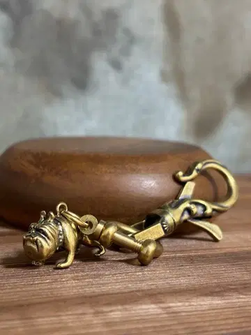 빈티지풍 놋쇠 불독 키링