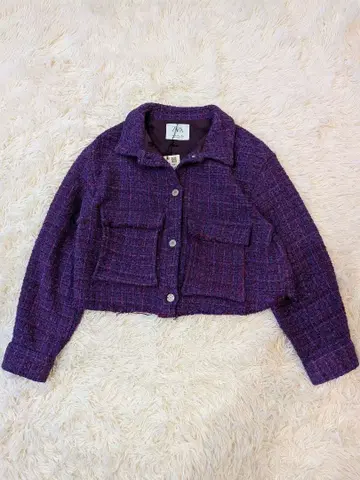 새상품 미사용 ZARA 보라색 크롭 자켓 13-14 36사이즈