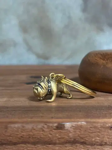 빈티지풍 놋쇠 불독 키링