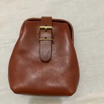 새상품급 헤르츠 프레임 시리즈 입구 가마구치 천연 가죽 벨트 파우치 가죽