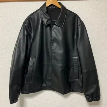 ZARA 카 코트 페이크 레더 자켓 L 스냅 버튼 블랙