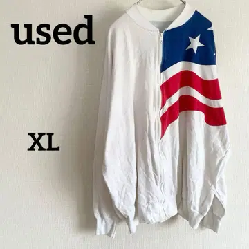 used 구제 의류 블루종 빈티지 코디 화이트 성조기 캐주얼