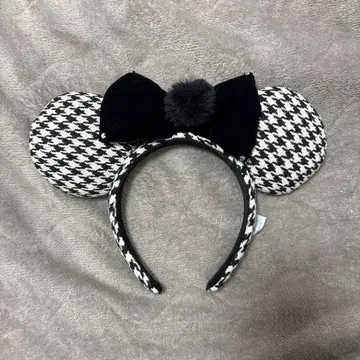 디즈니 미니 귀 머리띠 체크 무늬