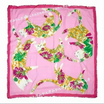 대형 스톨 캐시미어 혼방 고양이 무늬 핑크 스톨 숄 고양이 고양이 고양이