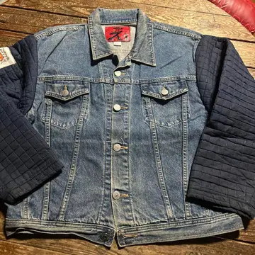 본원 무도 G 데님 자켓 퀼팅 슬리브 네이비/블랙 L 사이즈