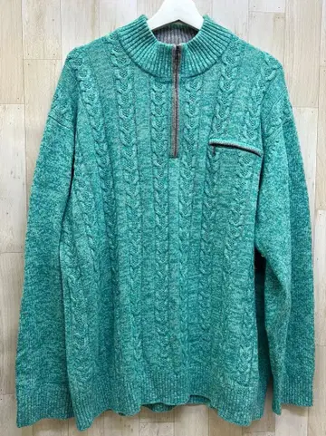 INTERMEZZO 캐시미어 혼방 케이블 니트 하프 지퍼 스웨터 2XL