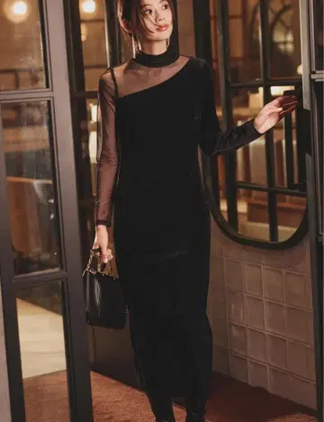 시어 콤비 타이트 원피스 anuans