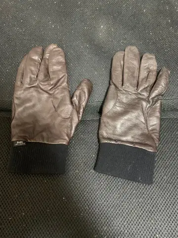 브라운 가죽 장갑 겨울용 리브 커프스 포함