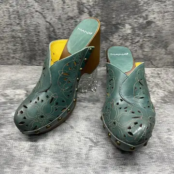 MANA 마나 가죽 커팅 샌들 가죽 통굽 36