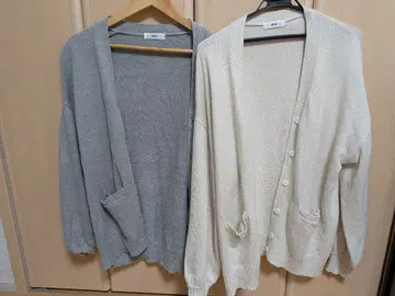 긴팔 가디건 2세트 (그레이 화이트)