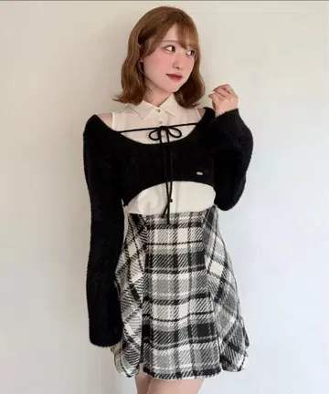 [ 택 포함 미사용 새상품 ] NOMAE 셔츠 레이어드 샤기 니트