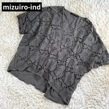 미즈이로 인드 돌먼 슬리브 레이스 티셔츠