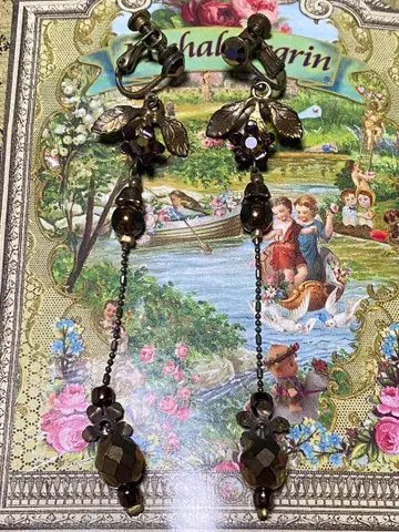 새상품급 미하엘 네그린 브라운 계열 롱 귀찌 브론즈 스와로브스키 크리스탈