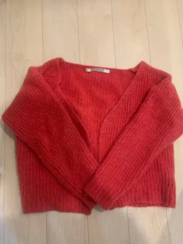 PERVERZE 빨간색 니트 가디건 긴팔