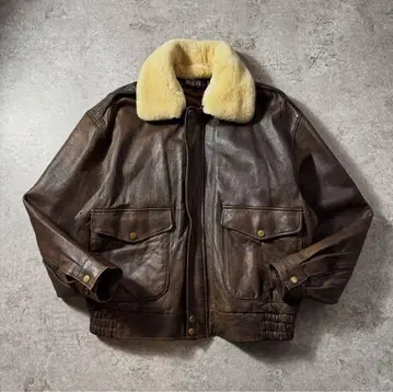 [ 90s ] G-1 A-2 플라이트 가죽 자켓 무스탕 옷깃 보아
