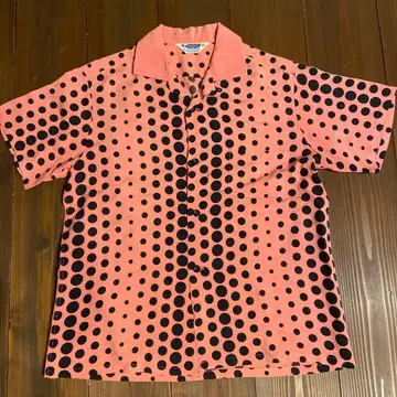 50s 핑크 블랙 도트 개버 셔츠 레이온 로카빌리 블랙