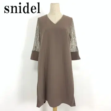 LA7356 스나이델 레이스 긴팔 절개 디자인 원피스 베이지 0