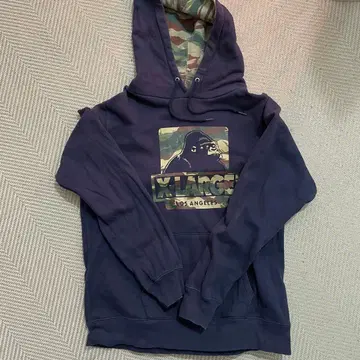 X-LARGE 네이비 후드티 고릴라 프린트 구제 의류