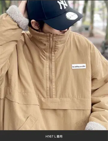 [ JaVa 자바 콜라보 ] 리버서블 하프 지퍼 나일론 보아 블루종