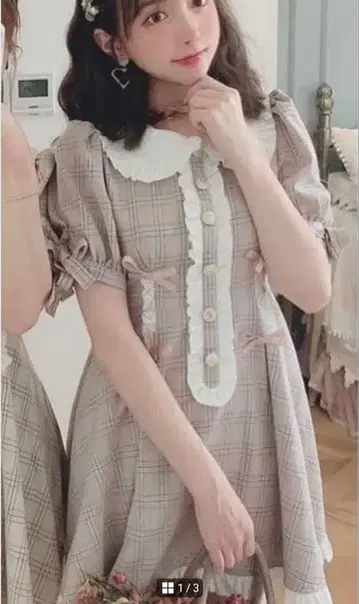 Bobon21 체크 원피스 핑크