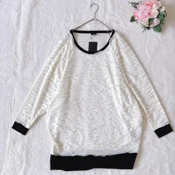 택 포함 새상품 긴팔 튜닉 돌먼 슬리브 프릴 루즈핏 성숙 큐트 M