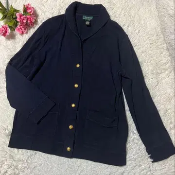 로렌 랄프 로렌 숄카라 가디건 골드 버튼 네이비 L