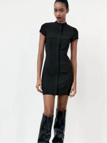ZARA 지퍼 블랙 미니 원피스 반팔