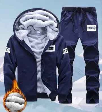 네이비 플리스 자켓과 팬츠 세트