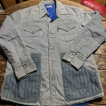 BLUEBLUE 블루블루 G 데님 커버올 자켓 스트라이프 M 사이즈