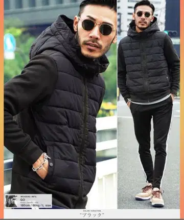 속기모 저리 절개 써모 블루종 패딩 자켓 후드 부착 블랙 L