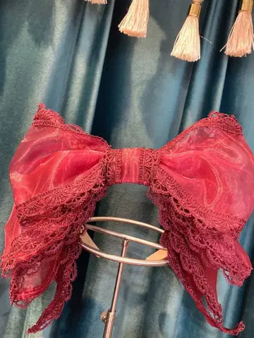 호시바코 works 오간자 리본 머리띠 와인