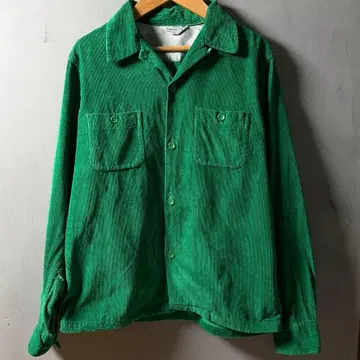 [ 레어 새상품급 ] 60s 빈티지 오픈 카라 셔츠 코듀로이 그린