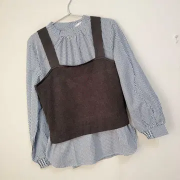 슈라루 드레스킵 2종 세트 니트 뷔스티에 x 스트라이프 하이넥 블라우스