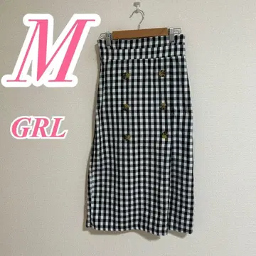 GRL 그레일 깅엄 체크 타이트 스커트 M 캐주얼 폴리 100%