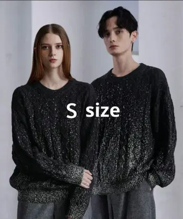 [ CLEL ] 호일 프린트 케이블 크루넥 니트