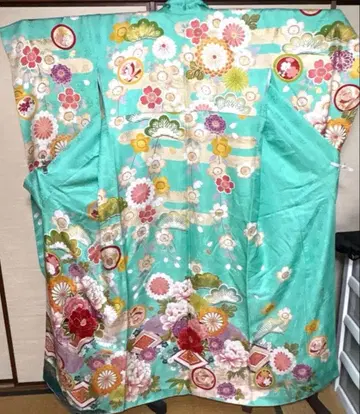 민트 그린 송죽매 작약 후리소데 기장 163