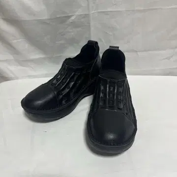 미라이알키 레더 스니커즈 가죽 블랙 컴포트 슬립온