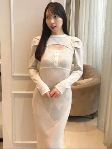 [미사용 새상품] dazzlin 체크 자카드 도킹 니트 원피스