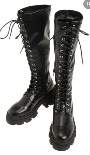jouetie 스트레치 레이스업 롱 부츠