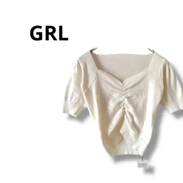 [그레일] 반팔 니트 타이트 숏 기장 화이트 M