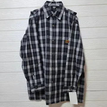 FB County 체크 무늬 긴팔 셔츠 블랙 x 화이트 2XL