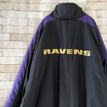 나일론 자켓 하프 지퍼 NFL RAVENS 안감 플리스 블랙 보라색 XL