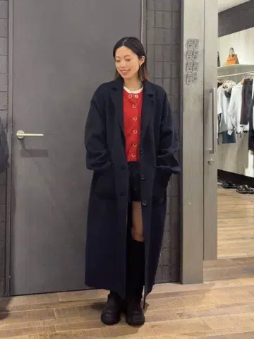 [ 새상품 ] 지나시스 숏 비버 체스터 롱 코트 아우터 코트