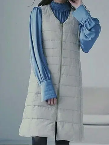 [택 포함 새상품] 빅 사이즈 3L 라난 다운 롱 베스트 아이스 그레이